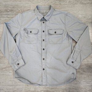 Outerknown Utility Long Sleeve Button Up Shirt Lightweight Light Gray Men's L